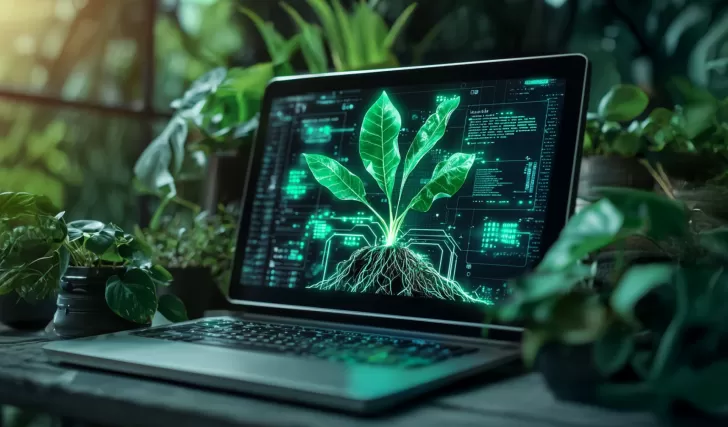 plant picture on a laptop screen